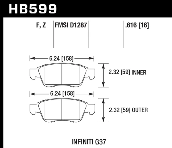 Hawk Performance HB599F.616 (Infiniti) HPS Brake Pads