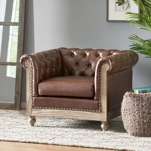Christopher Knight Home Castalia Club Chair - Dark Brown + Natural