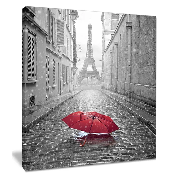 Designart &Eiffel View from Paris Street & Cityscape Photo Canvas Art Print, Size: 30 inch x 40 inch