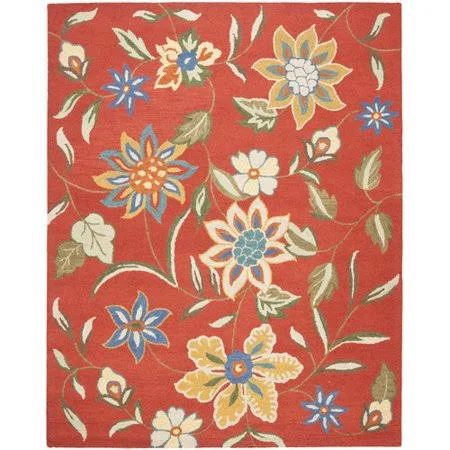 August Grove Canon Hand-Hooked Wool Rust Area Rug - Size: Rectangle 4' x 6', Red