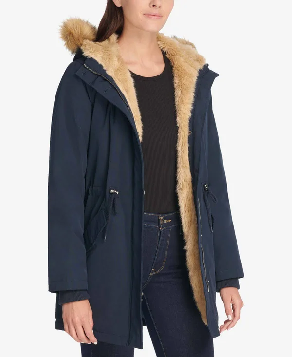 Levi&s Womens Winter Hooded Parka Coat Navy S