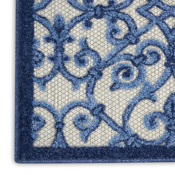 Nourison Aloha Runner ALH21 Area Rug - Ivory Blue, 4& x Round