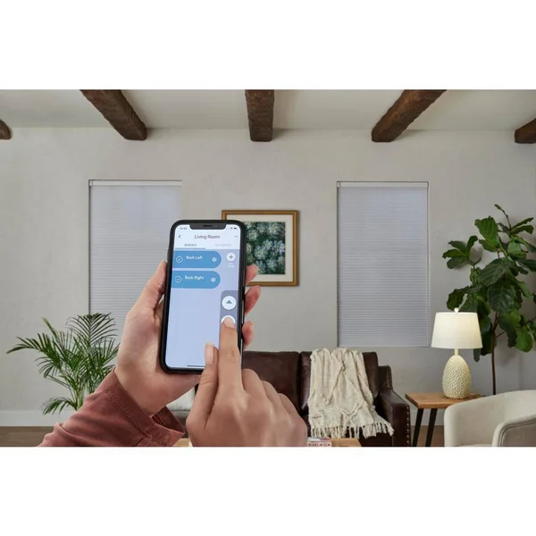 Home Decorators Collection White Cordless Blackout Motorized Cellular Shade - 19.25 in. W x 48 in. L, Winter White