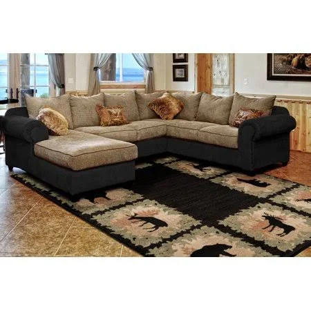 United Weavers Yalor Woodsman Boarder Lodge Black Polypropylene Area Rug or Runner - Size: 7&10 inch x 10&6 inch