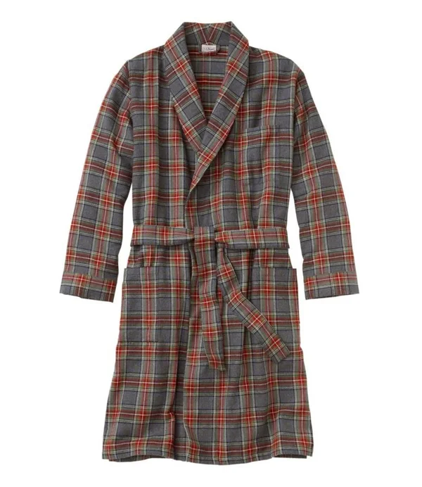 Men's Scotch Plaid Flannel Robe Gray Extra Large, L.L.Bean