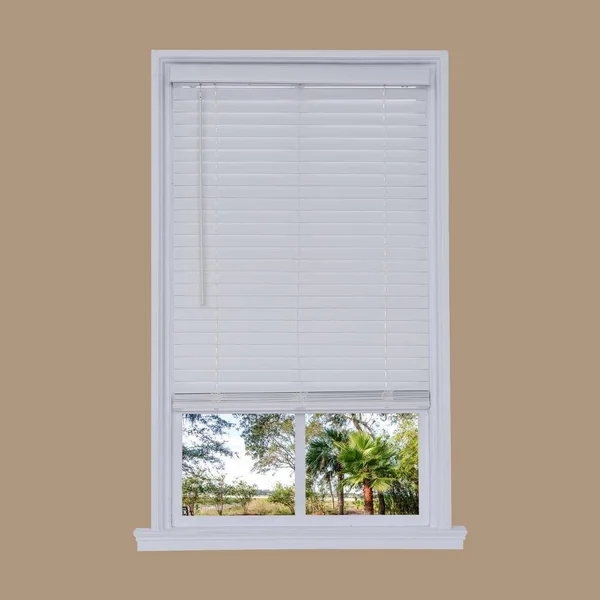 Allen + Roth 2-in Cordless White Embossed Faux Wood Blinds (Actual: 57-1/4-In W x 72-in L) Dfwda6072-57.25