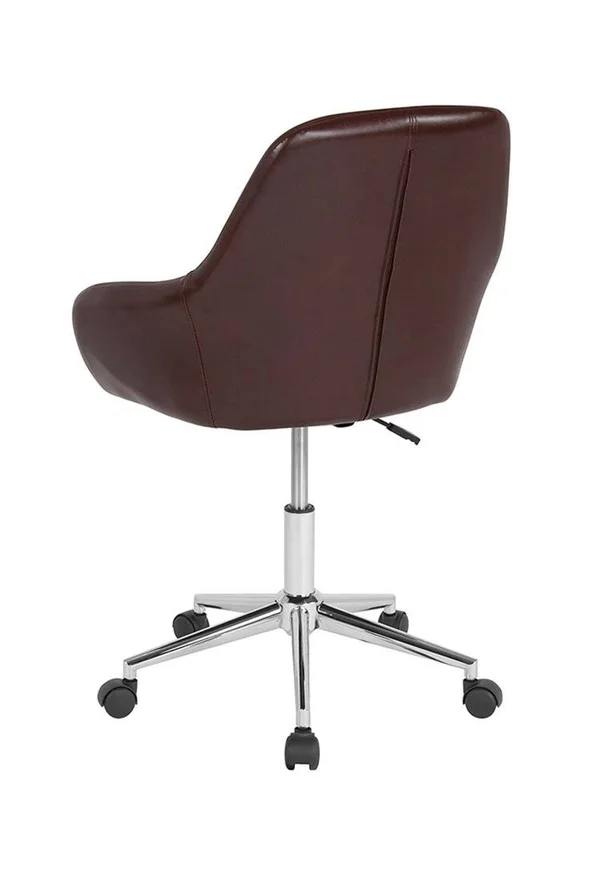 Flash Furniture Cortana Home Mid Back Leather Swivel Office Chair, White