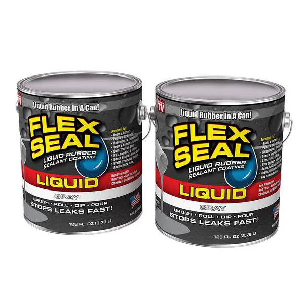 Flex Seal Liquid Gray 1 gal. Liquid Rubber Sealant Coating (2-Piece)