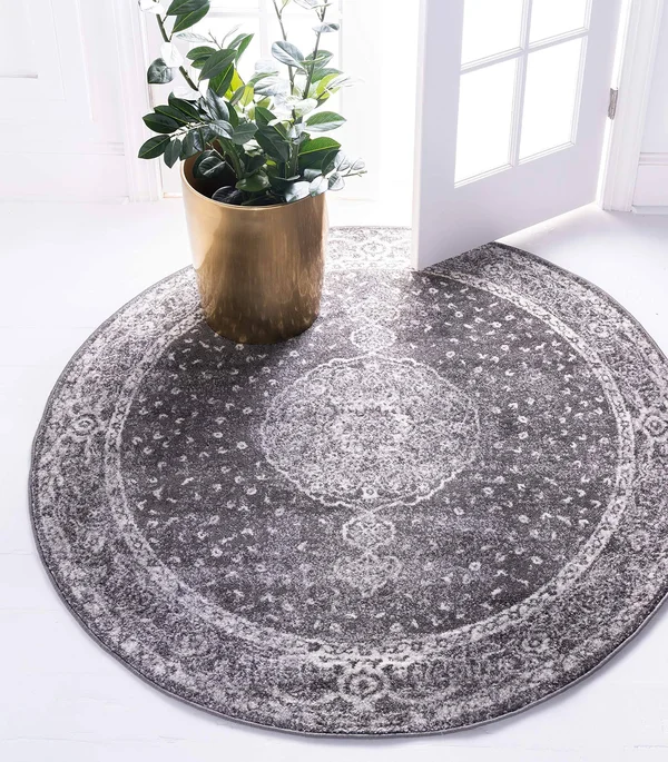 Unique Loom Bromley Midnight Dark Gray 8 ft. Round Area Rug