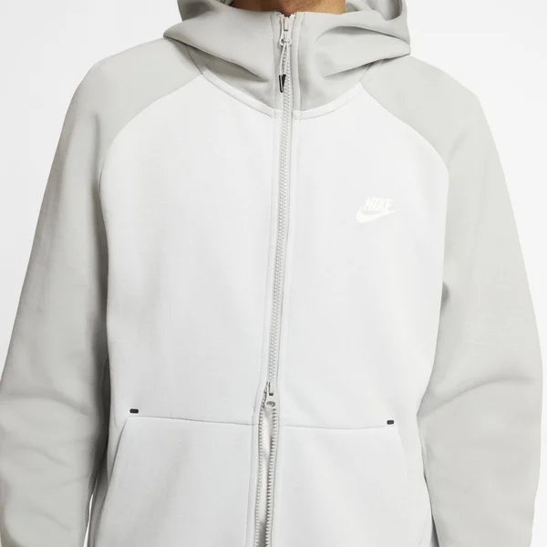 Nike Tech Fleece Full-Zip Hoodie - Mens - Pure Platinum/Light Smoke Grey