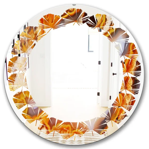 Designart 24-in L x 24-in W Round Gold Polished Wall Mirror, MIR16727-C3-C24