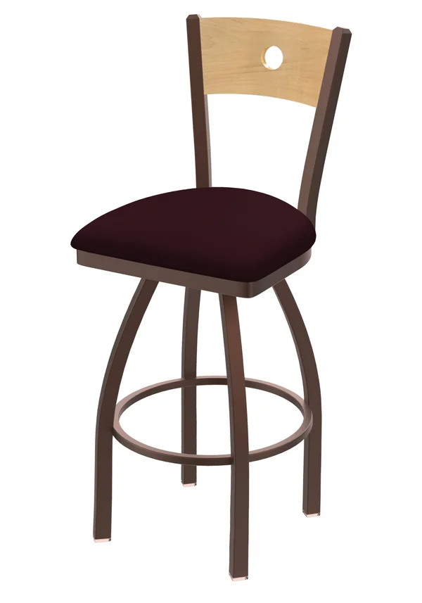 Holland Bar Stool 830 Voltaire 25x22 Swivel Counter Stool with Bronze Finish, Natural Back