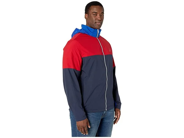 Nautica Navy Big & Tall Long Sleeve Color Block Jacket with Logo