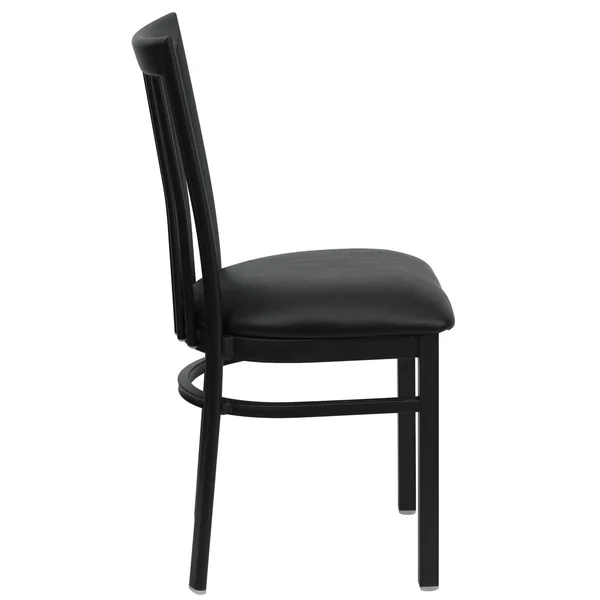 Flash Furniture Hercules School House Back Metal Dining Chair, Black Vinyl