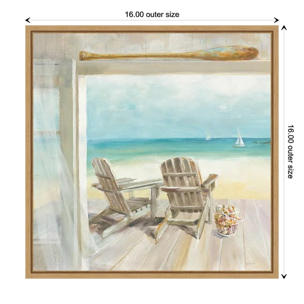 Amanti Art 'Seaside Morning' Framed Canvas Wall Art - Brown, 16x16