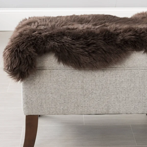 Super Area Rugs, Genuine Australian Sheepskin Brown Fur Rug, Double Pelt 2& x 5& 6 inch
