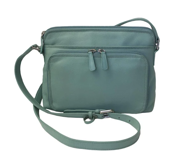 CTM Women's Leather Shoulder Bag Purse with Side Organizer - Turquoise - 9.5 x 7 x 2.25 inches