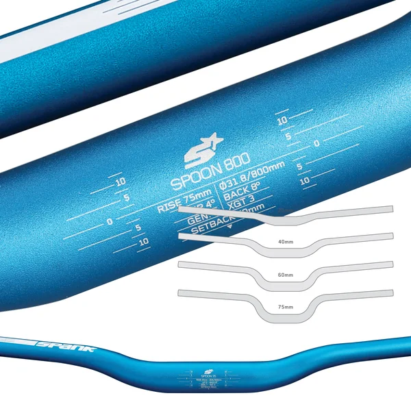 Spank Spoon 800 Handlebar - 31.8mm CLAMP, 40mm Rise, Blue