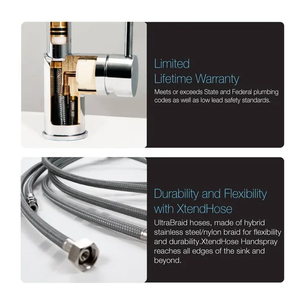 Houzer Lexington Traditional Bridge Kitchen Faucet with Sidespray and CeraDox Technology - Oil Rubbed Bronze (lexbs-956-ob)