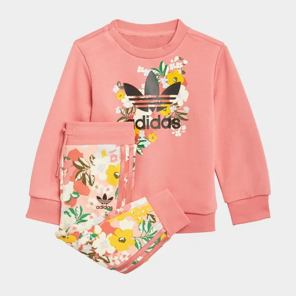 Adidas Girls& Infant and Toddler Originals Her Studio London Floral Crew Sweatshirt and Jogger Pants Set GN2256 - 18 Month, Pin