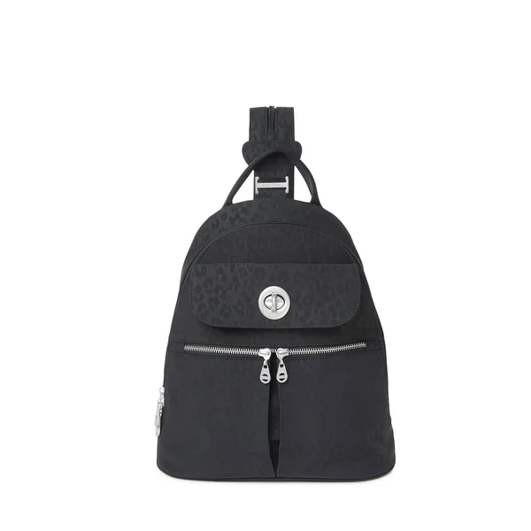 Baggallini Naples Convertible Backpack - Black Cheetah Emboss