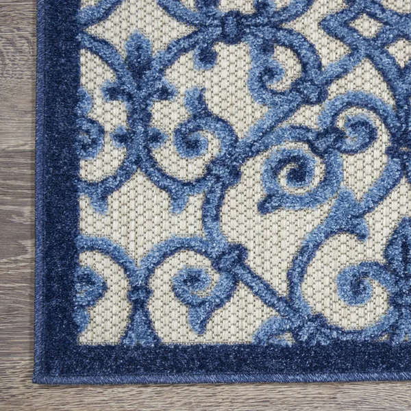 Nourison Aloha Runner ALH21 Area Rug - Ivory Blue, 4& x Round