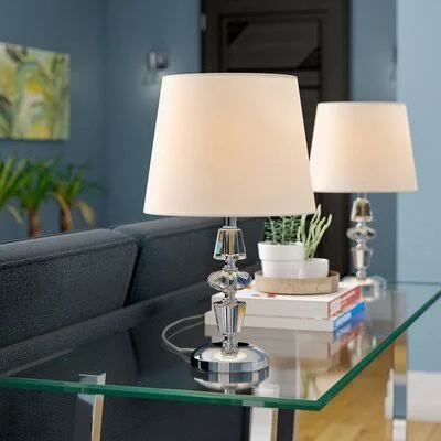 Jo Tiered 16x22 Table Lamp Set Willa Arlo Interiors Shade Color: White
