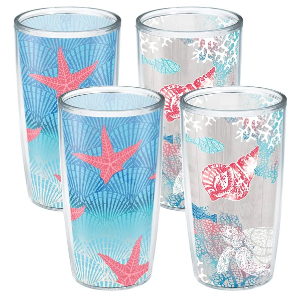 Tervis Modern Tabletop Collection Made in USA Double Walled Insulated Tumbler - 16oz 4pk, Ocean Life Impressions