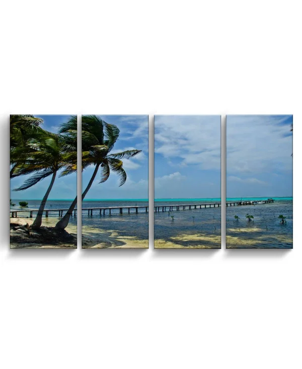 Ready2HangArt Maya Coast 4 Piece Wrapped Canvas Coastal Wall Art Set - 24x22 x 48x22 - Multi