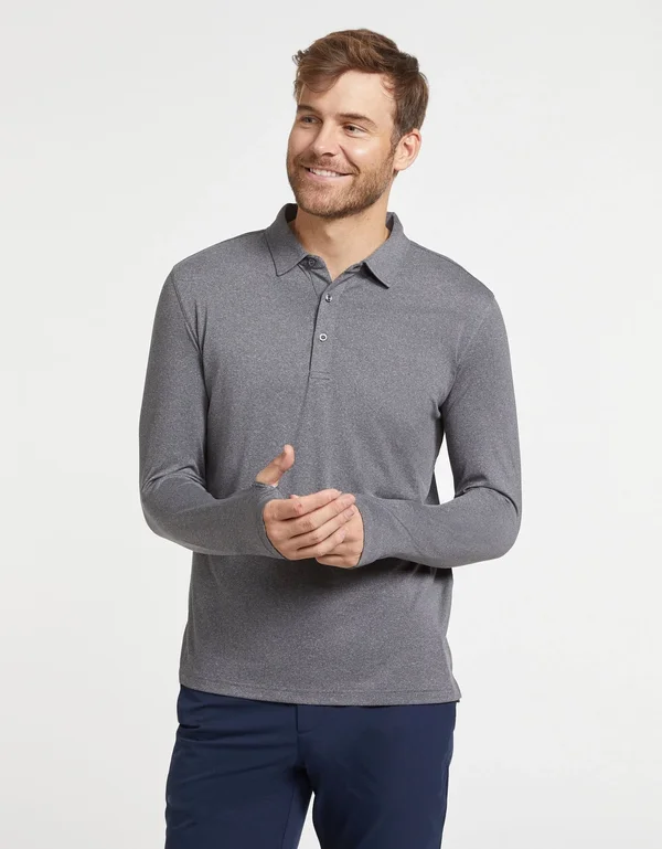 Solbari UPF 50+ Men's Sun Protection Long Sleeve Polo Fitness Shirt - UV Protection, Sun Protective
