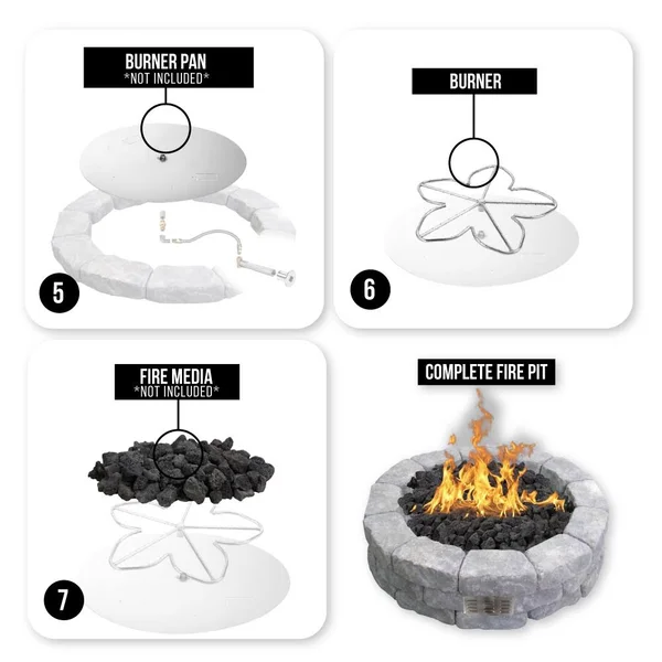 Spotix AFG Round Fire Pit Burner Kit, 24 inch, Match Light, Propane