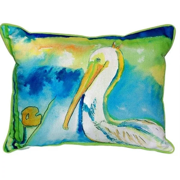 Betsy Drake Zp138 White Pelican Indoor & Outdoor Throw Pillow 20 x 24 in., 22" x 22"