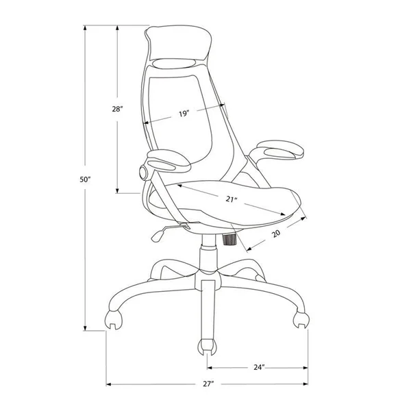 Pemberly Row Adjustable High Back Office Chair in White and Gray
