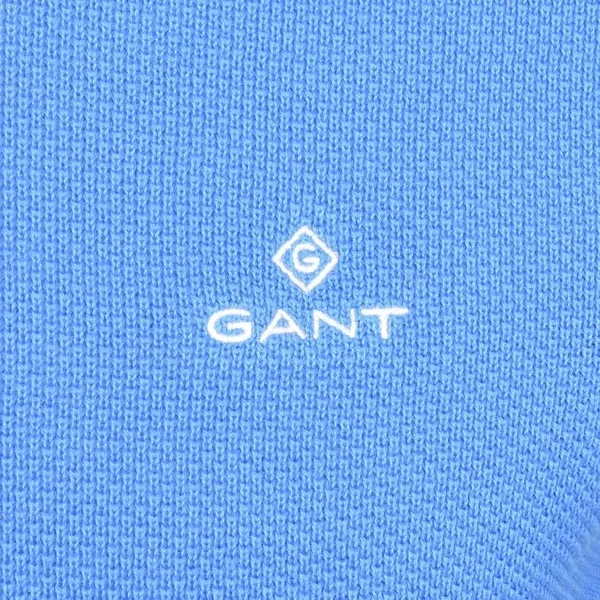 Gant Crew Neck Pique Knit Jumper Blue