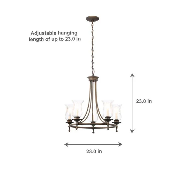 Hampton Bay Grace Rubbed-Bronze 5-Light Chandelier