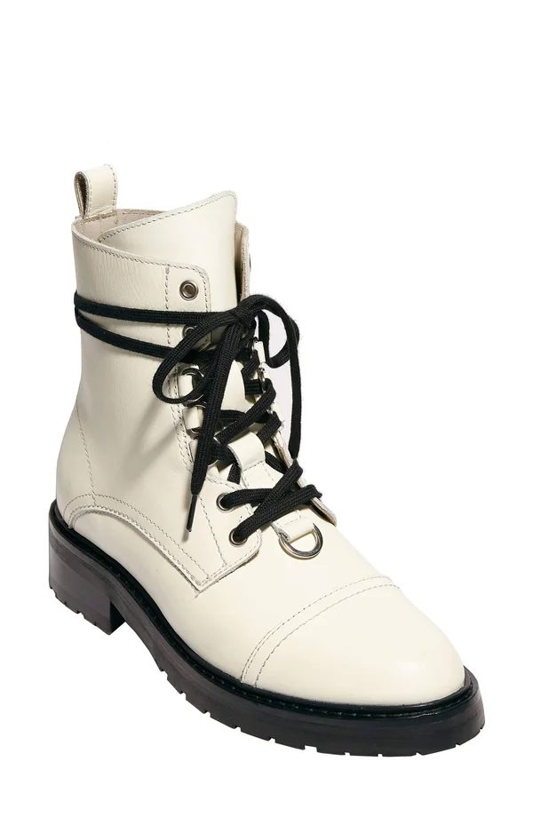 AllSaints Lira Hiker Boot, Size 6Us in White Leather at Nordstrom