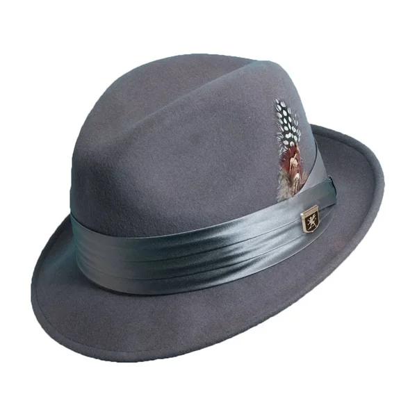 Men's Stacy Adams Crushable Wool Felt Fedora Hat: Size: XL Gray
