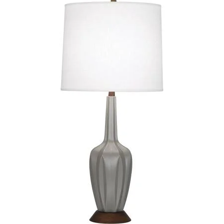 Matte Smoky Taupe Tone Finish Table Lamps 7 inch Wide Oyster Linen Shade Ceramic Material E26 A Bulb 1 Light Fixture - Size: 7.5