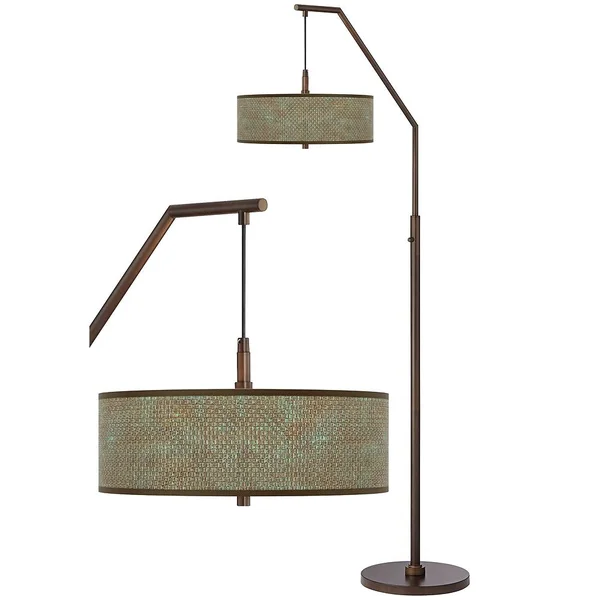 Giclee Glow Interweave Patina Bronze Downbridge Arc Floor Lamp, Brown