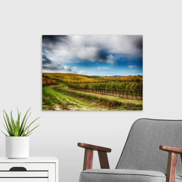 Europe, Italy' Montepulciano, Autumn Vinyards in Full Color Near Montepulciano, Canvas Wall Art, 24x18, Great Big Canvas