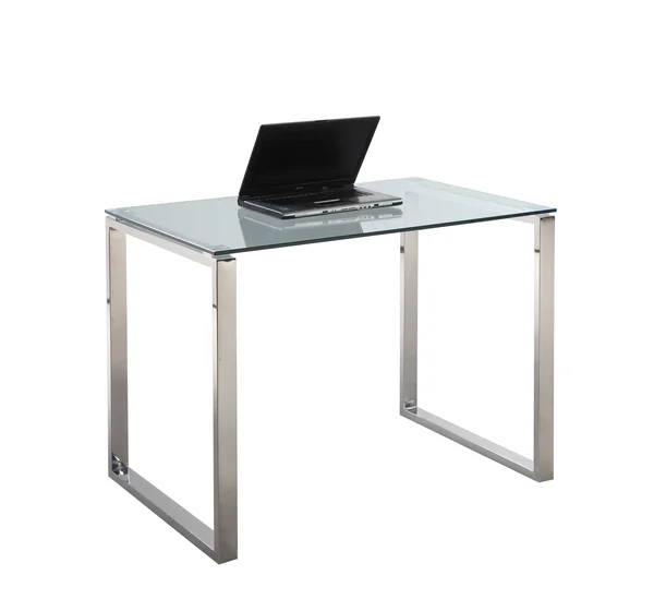 Chintaly Imports Small Clear Glass Top Computer Desk