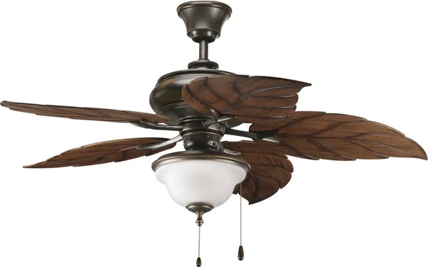 Progress Lighting AirPro Signature 52x22 Ceiling Fan - Antique Bronze - Palm Leaf Style Cherry/Walnut Blades