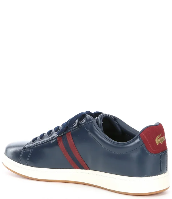 Lacoste Men's Carnaby Evo Tricolor Leather Sneakers : Navy/Dark Red