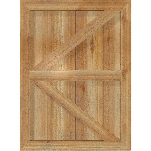 26 7/8x22W x 68x22H TimberCraft Five 5 3/8x22 Boards Framed Board-n-Batten Shutters w/Z-Bar, Rough Sawn Western Red Cedar (Per P