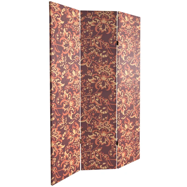 Oriental Furniture 6 ft. Tall Double Sided Floral Wallpaper Canvas Room Divider