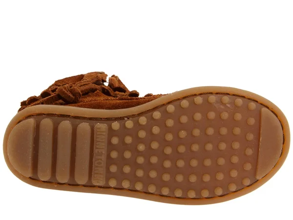 Minnetonka Side Zip Double Fringe - Brown Suede 12