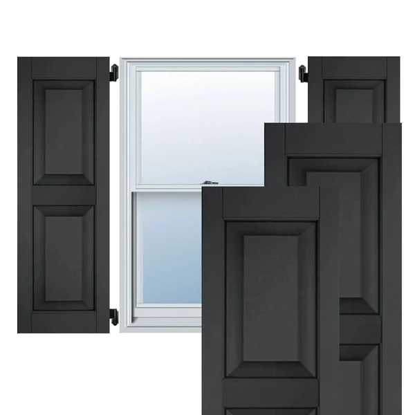 Ekena Millwork RWR12X033BLP Exterior Real Wood Pine Raised Panel Shutters (Per Pair), Black, 12x22W x 33x22H