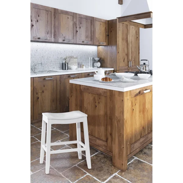 The Gray Barn Mule Patch White Finish Saddle Counter Stool - 25x22H x 18x22W x 12x22D - Counter Height - 23-28 in.
