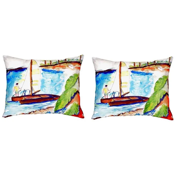 Pair of Betsy Drake Catamaran No Cord Pillows 16 inch x 20 inch