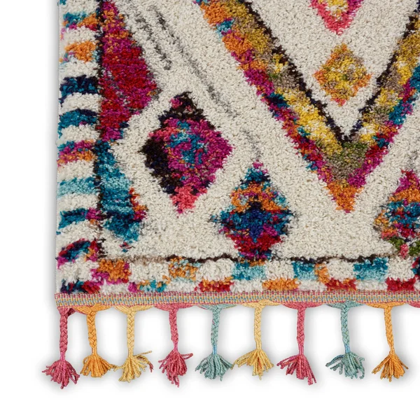 Nourison Moroccan Casbah MCB02 Ivory/Multicolor Area Rug, 5&3x22 x 7&9x22